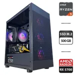 Збірка під замовлення: ігровий ПК Frontier Samburu Black Tower / AMD Ryzen 5 5500 (6 (12) ядер по 3.6 - 4.2 GHz) / 16 GB DDR4 / 500 GB SSD M.2 / AMD Radeon RX 5700, 8 GB GDDR6, 256-bit / 600W б/в