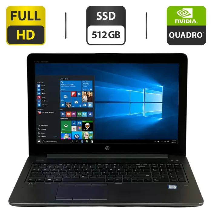 Мобільна робоча станція HP ZBook 15 G3 / 15.6" (1920x1080) TN / Intel Core i7-6820HQ (4 (8) ядра по 2.7 - 3.6 GHz) / 16 GB DDR4 / 512 GB SSD / nVidia Quadro M1000M, 2 GB GDDR5, 128-bit / WebCam / Windows 10 Pro б/в - зображення 1