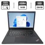Ноутбук Lenovo ThinkPad A475 / 14" (1920x1080) IPS Touch / AMD Pro A12-8830B (4 ядра по 2.5 - 3.4 GHz) / 16 GB DDR4 / 256 GB SSD / AMD Radeon R7 Graphics / WebCam б/в