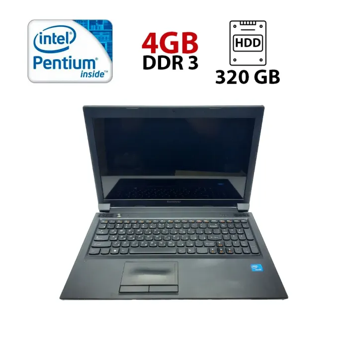 Ноутбук Б-клас Lenovo IdeaPad B570 / 15.6" (1366x768) TN / Intel Pentium B970 (2 ядра по 2.3 GHz) / 4 GB DDR3 / 320 GB HDD / Intel HD Graphics / WebCam / АКБ не тримає б/в - зображення 1