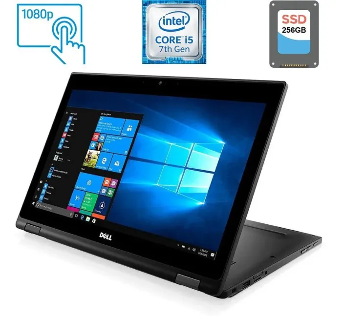 Ноутбук-трансформер Б-клас Dell Latitude 5289 2-in-1 / 12.5" (1920x1080) IPS Touch / Intel Core i5-7300U (2 (4) ядра по 2.6 - 3.5 GHz) / 8 GB DDR3 / 256 GB SSD / Intel HD Graphics 620 / WebCam / USB 3.1 / HDMI / Windows 10 б/в - зображення 1