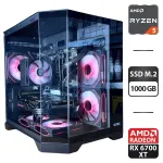 Збірка під замовлення: ігровий ПК Qube Crystal ARGB Black Tower / AMD Ryzen 5 5500 (6 (12) ядер по 3.6 - 4.2 GHz) / 32 GB DDR4 / 1000 GB SSD M.2 / AMD Radeon RX 6700 XT, 12 GB GDDR6, 192-bit / 650W б/в