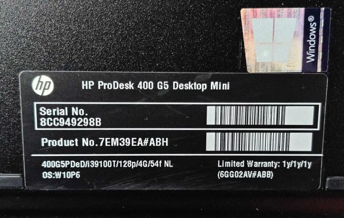 Неттоп HP ProDesk 400 G5 Mini USFF / Intel Core i3-9100T (4 ядра по 3.1 - 3.7 GHz) / 8 GB DDR4 / 128 GB SSD / Intel UHD Graphics 630 / Win 10 Pro б/в - зображення 6