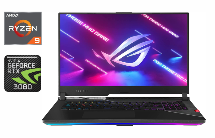 Ігровий ноутбук Asus ROG Strix G733Q / 17,3" (1920x1080) IPS / AMD Ryzen 9 5900HX (8 (16) ядер по 3,3 - 4,6 ГГц) / 32 ГБ DDR4 / 1000 ГБ SSD / nVidia GeForce RTX 3080, 8 ГБ GDDR6, 256-bit / Windows 11 б/в - зображення 1