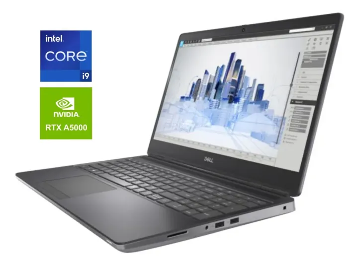 Мобільна робоча станція Б-клас Dell Precision 7560 / 15.6" (1920x1080) IPS / Intel Core i9-11950H (8 (16) ядер по 2.6 - 5.0 GHz) / 64 GB DDR4 / 512 GB SSD / nVidia RTX A5000, 16 GB GDDR6, 256-bit / WebCam б/в - зображення 1