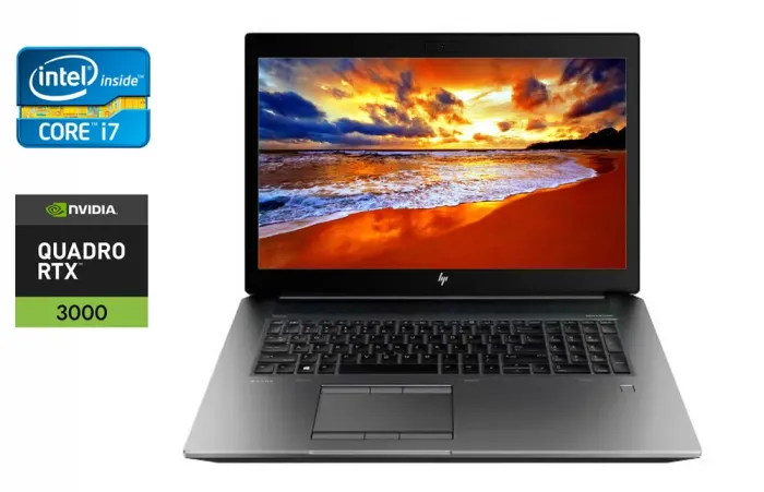 Мобільна робоча станція HP zBook 17 G6 / 17.3" (1920x1080) IPS / Intel Core i7-9850H (6 (12) ядер по 2.6 - 4.6 GHz) / 16 GB DDR4 / 512 GB SSD / nVidia Quadro RTX 3000, 6 GB GDDR6, 192-bit / WebCam / TouchID б/в - зображення 1