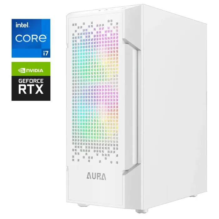 Ігровий ПК Gamdias Aura GC7 ARGB White Tower / Intel Core i7-12700E (12 (20) ядер по 1,6 - 4,8 ГГц) / 32 ГБ DDR4 / 512 ГБ SSD M.2 / nVidia GeForce RTX 5060, 8 ГБ GDDR7, 128-біт / 750 Вт б/в - зображення 1