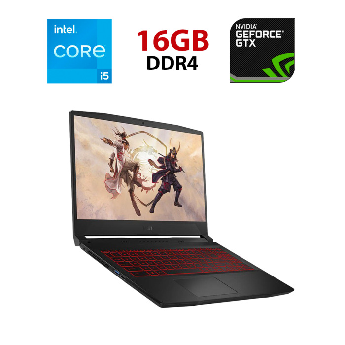 Ігровий ноутбук MSI GF66 Katana 12UE-896NEU / 15.6" (1920x1080) IPS / Intel Core i5-12450H (8 (12) ядер по 3.3 - 4.4 GHz) / 16 GB DDR4 / 480 GB SSD / nVidia GeForce RTX 3060, 6 GB GDDR6, 192-bit / WebCam б/в - зображення 1