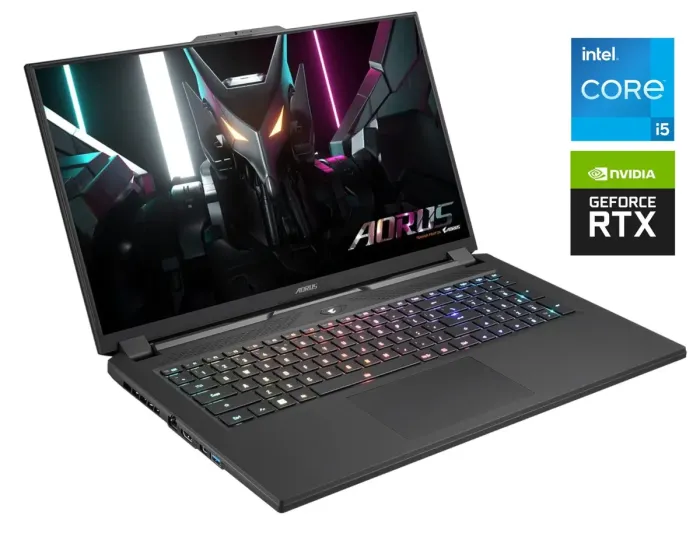 Ігровий ноутбук Б-клас Gigabyte Aorus 7 9MF / 17.3" (1920x1080) IPS / Intel Core i5-12500H (12 (16) ядер по 3.3 - 4.5 GHz) / 16 GB DDR4 / 512 GB SSD M.2 / nVidia GeForce RTX 4050, 6 GB GDDR6, 96-bit / WebCam / Win 11 Pro б/в - зображення 1