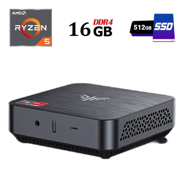 Неттоп NiPoGi AM02 USFF / AMD Ryzen 5 3500U (4 (8) ядра по 2.1 - 3.7 GHz) / 16 GB DDR4 / 512 GB SSD / AMD Radeon Vega 8 Graphics / HDMI / DisplayPort / Wi-Fi б/в - зображення 1