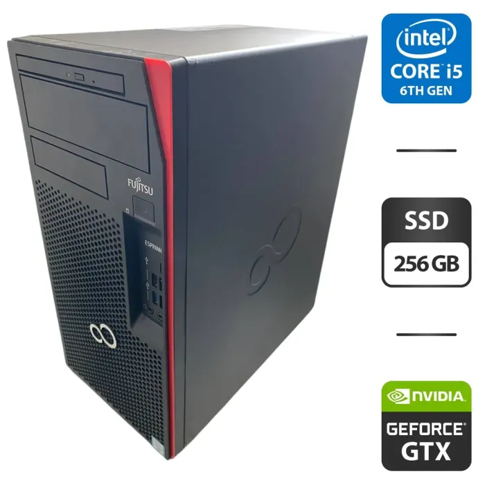 Комп'ютер Fujitsu Esprimo P757 E90 Tower / Intel Core i5-6500 (4 ядра по 3.2 - 3.6 GHz) / 16 GB DDR4 / 256 GB SSD / nVidia GeForce GTX 745, 2 GB GDDR3, 128-bit / DVD-ROM б/в - зображення 1