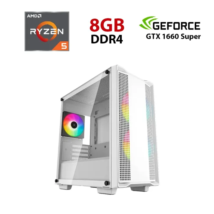Ігровий ПК Ice C360 WH ARGB Tower / AMD Ryzen 5 5500 (6 (12) ядер по 3,6 - 4,2 ГГц) / 8 ГБ DDR4 / 512 ГБ SSD / nVidia GeForce GTX 1660 Super, 6 ГБ GDDR6, 192-біт - зображення 1