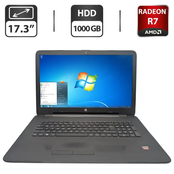 Ноутбук HP 17-y027ng / 17.3" (1600x900) TN / AMD A10-9600P (4 ядра по 2.4 - 3.3 GHz) / 8 GB DDR4 / 1000 GB HDD / AMD Radeon R7 M340, 2 GB GDDR3, 64-bit / WebCam / DVD-ROM б/в - зображення 1