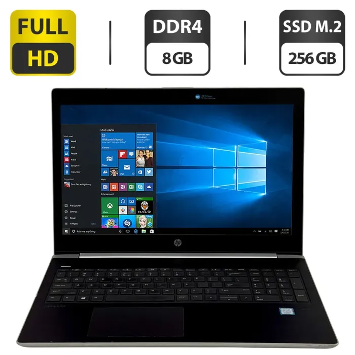 Ноутбук Б-клас HP ProBook 450 G5 / 15.6" (1920x1080) IPS / Intel Core i5-8250U (4 (8) ядра по 1.6 - 3.4 GHz) / 8 GB DDR4 / 256 GB SSD M.2 / Intel UHD Graphics 620 / WebCam / Windows 10 Pro б/в - зображення 1