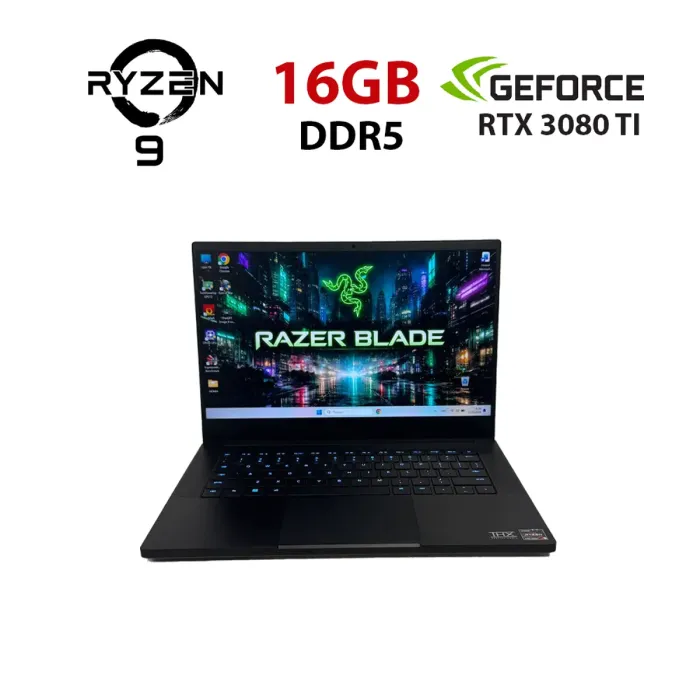 Ігровий ультрабук Razer Blade 14 RZ09-0427 / 14" (2560x1440) IPS / AMD Ryzen 9 6900HX (8 (16) ядер по 3,3 - 4,9 ГГц) / 16 ГБ DDR5 / 512 ГБ SSD NVMe / nVidia GeForce RTX 3080 Ti, 16 ГБ GDDR6, 256-біт / WebCam б/в - зображення 1