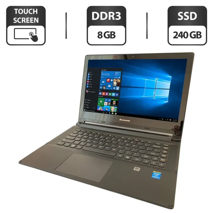 Ноутбук-трансформер Б-клас Lenovo IdeaPad Flex 2-14 / 14" (1366x768) TN Touch / Intel Core i5-4210U (2 (4) ядра по 1.7 - 2.7 GHz) / 8 GB DDR3 / 240 GB SSD / Intel HD Graphics 4400 / WebCam б/в - зображення 1