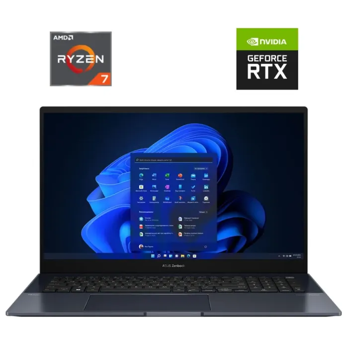 Ігровий ноутбук Asus ZenBook Pro 17 UM6702R / 17.3" (2560x1440) IPS Touch / AMD Ryzen 7 6800H (8 (16) ядер по 3,2 - 4,7 ГГц) / 16 ГБ DDR5 / 512 ГБ SSD NVMe / nVidia GeForce RTX 3050, 4 ГБ GDDR6, 128-bit / WebCam б/в - зображення 1