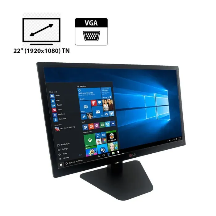 Монітор LG 22M35/22" (1920x1080) TN/VGA/VESA 75x75 + Блок живлення та кабель живлення б/в - зображення 1