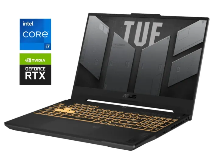 Ігровий ноутбук Б-клас Asus TUF Gaming F15 FX507ZI / 15.6" (1920x1080) IPS / Intel Core i7-12700H (14 (20) ядер по 3.5 - 4.7 GHz) / 16 GB DDR5 / 512 GB SSD NVMe / nVidia GeForce RTX 4070, 8 GB GDDR6, 128-bit / WebCam б/в - зображення 1