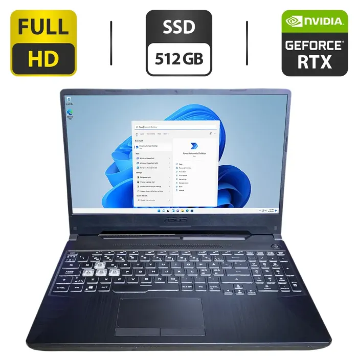 Ігровий ноутбук Asus TUF Gaming F15 (FX506) / 15.6" (1920x1080) IPS / AMD Ryzen 7 4800H (8 (16) ядер по 2.9 - 4.2 GHz) / 8 GB DDR4 / 512 GB SSD / nVidia GeForce RTX 2060, 6 GB GDDR6, 192-bit / WebCam б/в - зображення 1