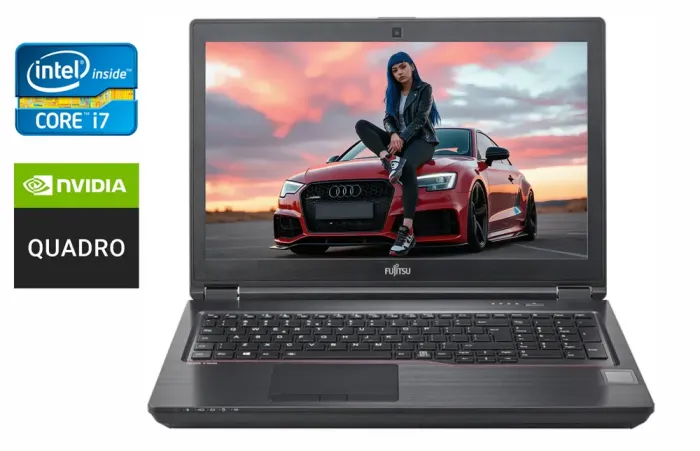 Мобільна робоча станція Fujitsu Celsius H7510 / 15,6" (1920x1080) IPS / Intel Core i7-10850H (6 (12) ядер по 2,7 - 5,1 ГГц) / 32 ГБ DDR4 / 512 ГБ SSD / nVidia Quadro T1000, 4 ГБ GDDR6, 128-біт / WebCam / HDMI / Windows 10 б/в - зображення 1