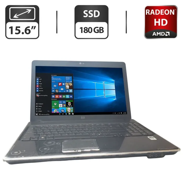 Ноутбук Б-клас HP Pavilion dv6-1120er / 15.6" (1366x768) TN / AMD Turion X2 RM-75 (2 ядра по 2.2 GHz) / 4 GB DDR2 / 180 GB SSD / AMD Radeon HD 4530, 512 MB GDDR3, 64-bit / WebCam / DVD-ROM / АКБ не держит б/в - зображення 1