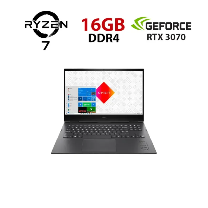 Ігровий ноутбук HP Omen 16-C0825NO / 16,1" (1920x1080) IPS / AMD Ryzen 7 5800H (8 (16) ядер по 3,2 - 4,4 ГГц) / 16 ГБ DDR4 / 480 ГБ SSD / nVidia GeForce RTX 3070, 8 ГБ GDDR6, 256-bit / WebCam б/в - зображення 1