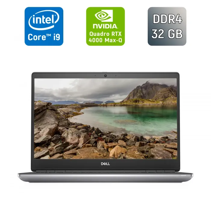 Мобільна робоча станція Dell Precision 7550 / 15,6" (1920x1080) IPS / Intel Core i9-10885H (8 (16) ядер по 2,4 - 5,3 ГГц) / 32 ГБ DDR4 / 500 ГБ SSD / nVidia Quadro RTX 4000 Max-Q, 8 ГБ GDDR6, 256-біт / WebCam / HDMI б/в - зображення 1