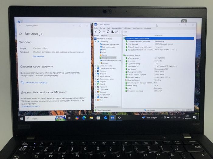 Ультрабук Б-клас Lenovo ThinkPad X390 / 13.3" (1920x1080) IPS / Intel Core i5-8265U (4 (8) ядра по 1.6 - 3.9 GHz) / 16 GB DDR4 / 256 GB SSD / Intel UHD Graphics / WebCam / Win 10 Pro б/в - зображення 10
