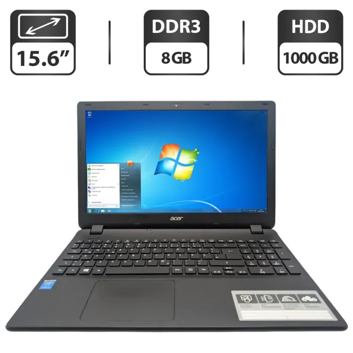 Ноутбук Acer Aspire ES1-571 / 15.6" (1366x768) TN / Intel Core i3-5005U (2 (4) ядра по 2.0 GHz) / 8 GB DDR3 / 1000 GB HDD / Intel HD Graphics 5500 / WebCam / DVD-ROM б/в - зображення 1