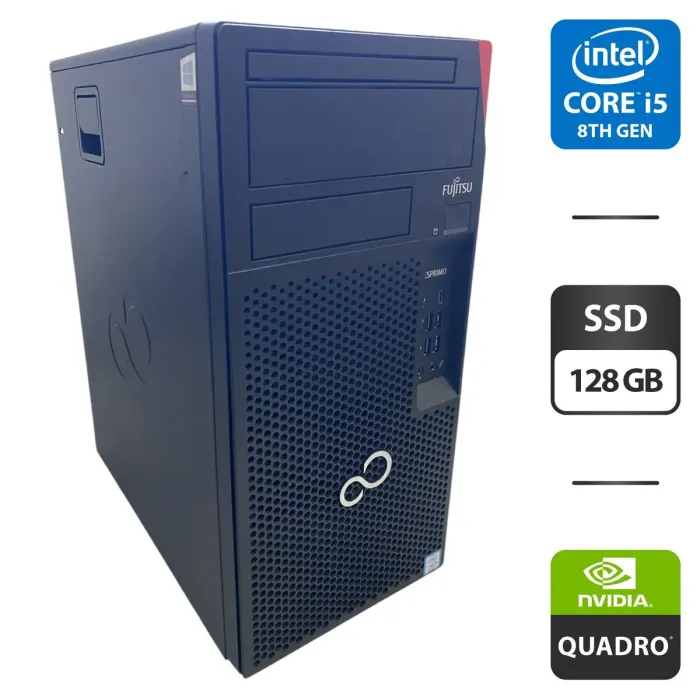 Комп'ютер Fujitsu Esprimo P758 E85 Tower / Intel Core i5-8400 (6 ядер по 2,8 - 4,0 ГГц) / 8 ГБ DDR4 / 128 ГБ SSD / nVidia Quadro K1200, 4 ГБ GDDR5, 128-біт б/в - зображення 1