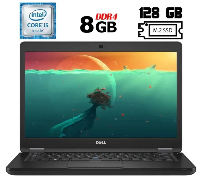 Ноутбук Б-клас Dell Latitude 5480 / 14" (1366x768) TN / Intel Core i5-6300U (2 (4) ядра по 2.4 - 3.0 GHz) / 8 GB DDR4 / 128 GB SSD M.2 / Intel HD Graphics 520 / WebCam / USB 3.1 / HDMI / Windows 10 б/в - зображення 1