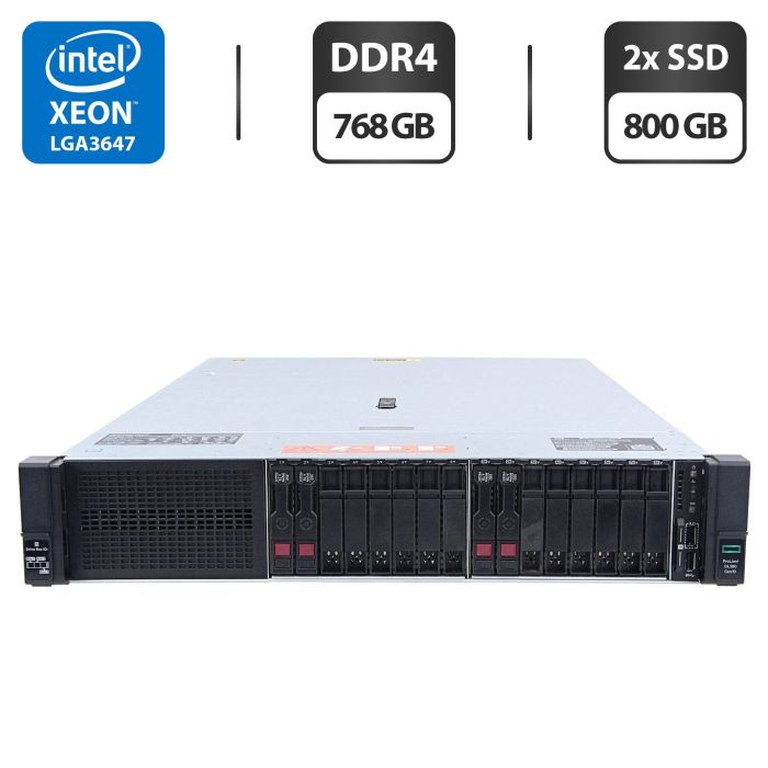 Сервер HP ProLiant DL380 Gen10 (8x 2.5 SFF, 8x 2.5 U2 NVMe) 2U Rack / 2x Intel Xeon Gold 6138 (20 (40) ядра по 2.0 - 3.7 GHz) / 768 GB DDR4 / 2x 800 GB SSD (SAS) / RAID HP Smart Array P408 / 2x 500W б/в - зображення 1