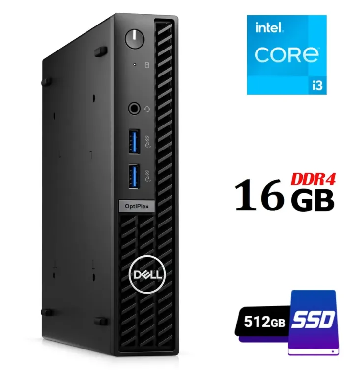 Неттоп Dell OptiPlex 7010 Micro USFF / Intel Core i3-13100T (4 (8) ядра по 2.5 - 4.2 GHz) / 16 GB DDR4 / 512 GB SSD / Intel UHD Graphics 730 / DisplayPort / HDMI б/в - зображення 1