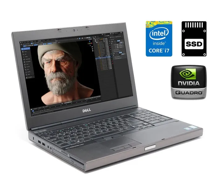 Мобільна робоча станція Б-клас Dell Precision M4800 / 15.6" (1920x1080) TN / Intel Core i7-4600M (2 (4) ядра по 2.9 - 3.6 GHz) / 8 GB DDR3 / 240 GB SSD / nVidia Quadro K2100M, 2 GB GDDR5, 128-bit / WebCam / HDMI / DisplayPort б/в - зображення 1