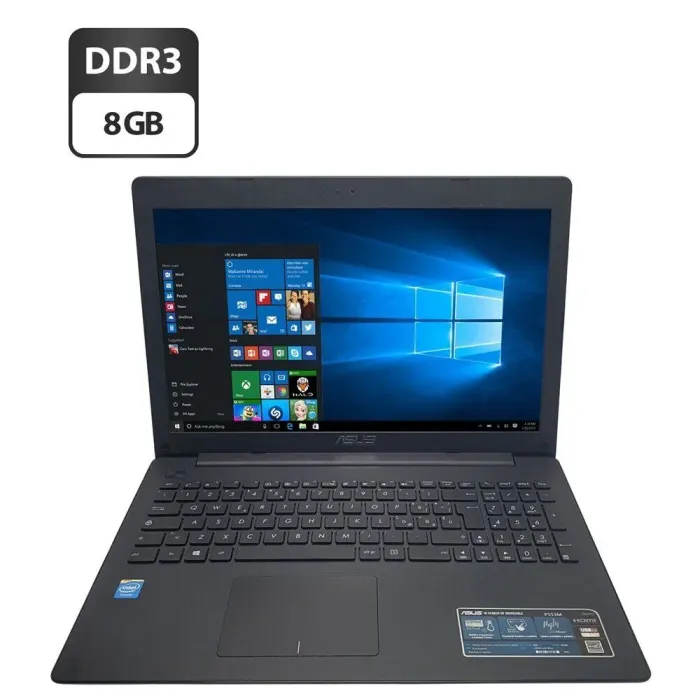 Ноутбук Б-клас Asus P553M / 15.6" (1366x768) TN / Intel Celeron N2840 (2 ядра по 2.16 - 2.58 GHz) / 8 GB DDR3 / 240 GB SSD / Intel Graphics / WebCam / DVD-ROM / АКБ не тримає б/в - зображення 1