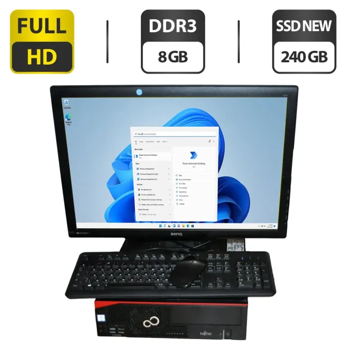 Комплект ПК: Fujitsu Esprimo D757 E90+ SFF / Intel Core i5-6500 (4 ядра по 3.2 - 3.6 GHz) / 8 GB DDR3 / 240 GB SSD NEW / Intel HD Graphics 530 + Монітор Б-клас 22" (1920x1800) TN / VGA / Різні бренди б/в - зображення 1