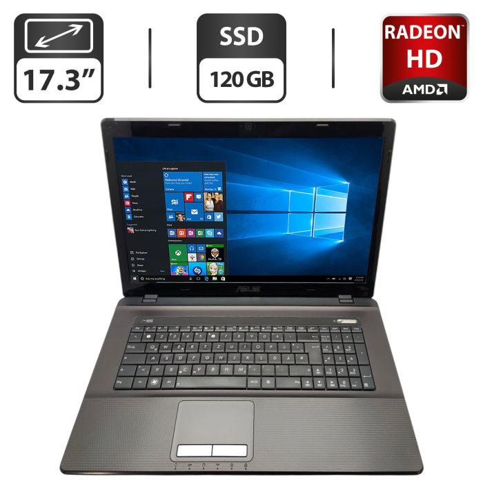 Ноутбук Asus K73 / 17.3" (1600x900) TN / AMD A6-3420M (4 ядра по 1.5 - 2.4 GHz) / 6 GB DDR3 / 120 GB SSD / AMD Radeon HD 7670M, 1 GB GDDR3, 128-bit / WebCam б/в - зображення 1
