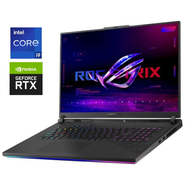 Ігровий ноутбук Б-класу Asus ROG Strix G18 G814JZ / 18" (2560x1600) IPS / Intel Core i9-13980HX (24 (32) ядра по 2,2 - 5,5 ГГц) / 32 ГБ DDR5 / 512 ГБ SSD NVMe / nVidia GeForce RTX 4080, 12 ГБ GDDR6, 192-біт / WebCam б/в - зображення 1