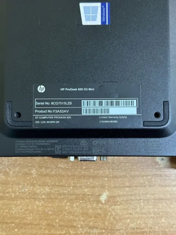 Неттоп HP ProDesk 600 G3 Mini USFF / Intel Core i5-6500T (4 ядра по 2.5 - 3.1 GHz) / 8 GB DDR4 / 120 GB SSD / Intel HD Graphics 530 / DisplayPort б/в - зображення 5