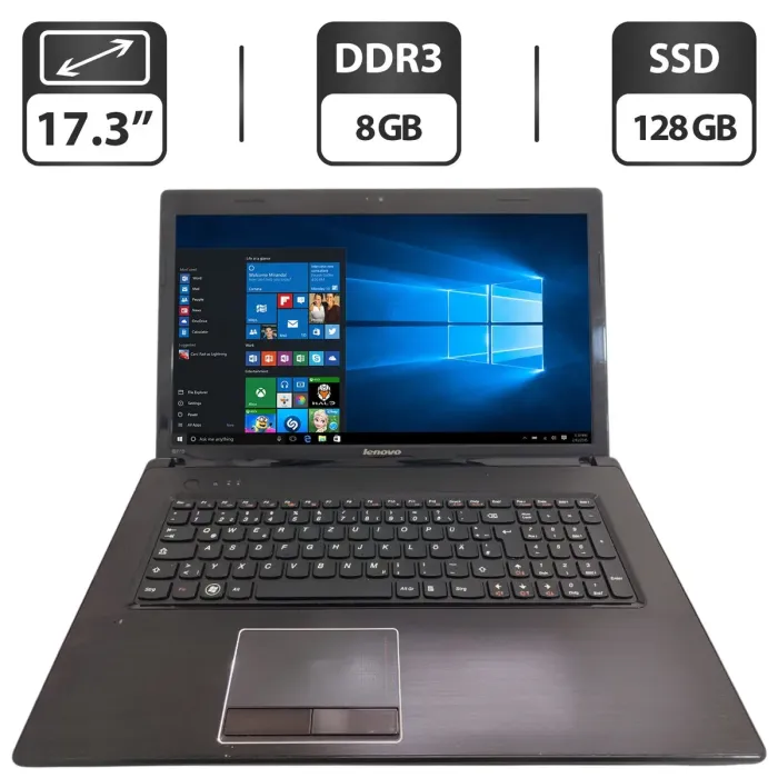 Ноутбук Lenovo IdeaPad G770 / 17.3" (1600x900) TN / Intel Core i5-2520M (2 (4) ядра по 2.5 - 3.2 GHz) / 8 GB DDR3 / 128 GB SSD / Intel HD Graphics 3000 / WebCam / DVD-ROM б/в - зображення 1