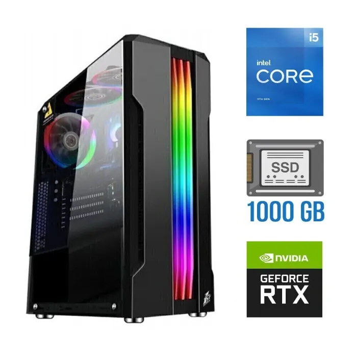 Ігровий ПК Tower / Intel Core i5-11400F (6(12) ядер по 2.6-4.4 GHz) / 32 GB DDR4 / 1000 GB SSD / nVidia GeForce RTX 4060, 8 GB GDDR6, 128-bit - зображення 1