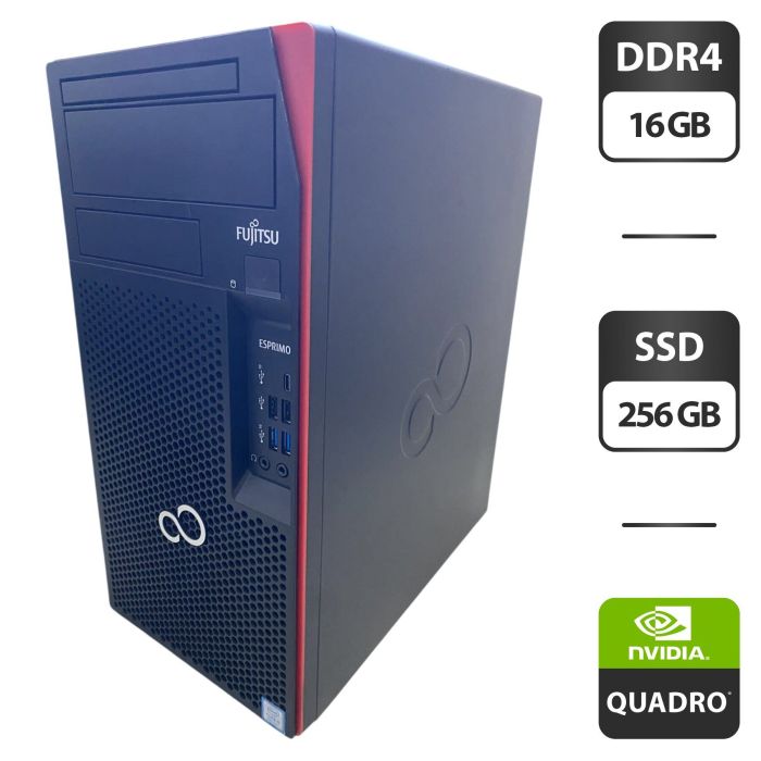 Комп'ютер Fujitsu Esprimo P758 E85 Tower / Intel Core i5-8400 (6 ядер по 2,8 - 4,0 ГГц) / 16 ГБ DDR4 / 256 ГБ SSD / nVidia Quadro M2000, 4 ГБ GDDR5, 128-біт б/в - зображення 1