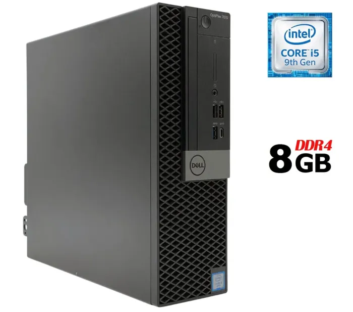 Комп'ютер Dell OptiPlex 7070 SFF / Intel Core i5-9500 (6 ядер по 3.0 - 4.4 GHz) / 8 GB DDR4 / no HDD / Intel UHD Graphics 630 / 200W / DisplayPort б/в - зображення 1