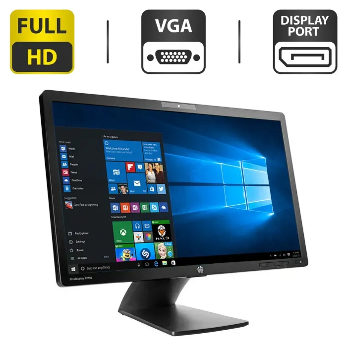 Монітор HP EliteDisplay S231d / 23" (1920x1080) IPS / USB-Hub, VGA, DisplayPort, LAN (RJ-45), Audio / WebCam / VESA 100x100 б/в - зображення 1