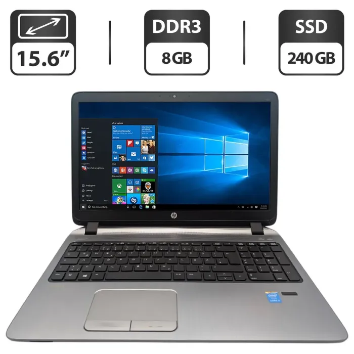 Ноутбук HP ProBook 450 G2 / 15.6" (1366x768) TN / Intel Core i3-4030U (2 (4) ядра по 1.9 GHz) / 8 GB DDR3 / 240 GB SSD / Intel HD Graphics 4400 / WebCam / DVD-ROM б/в - зображення 1