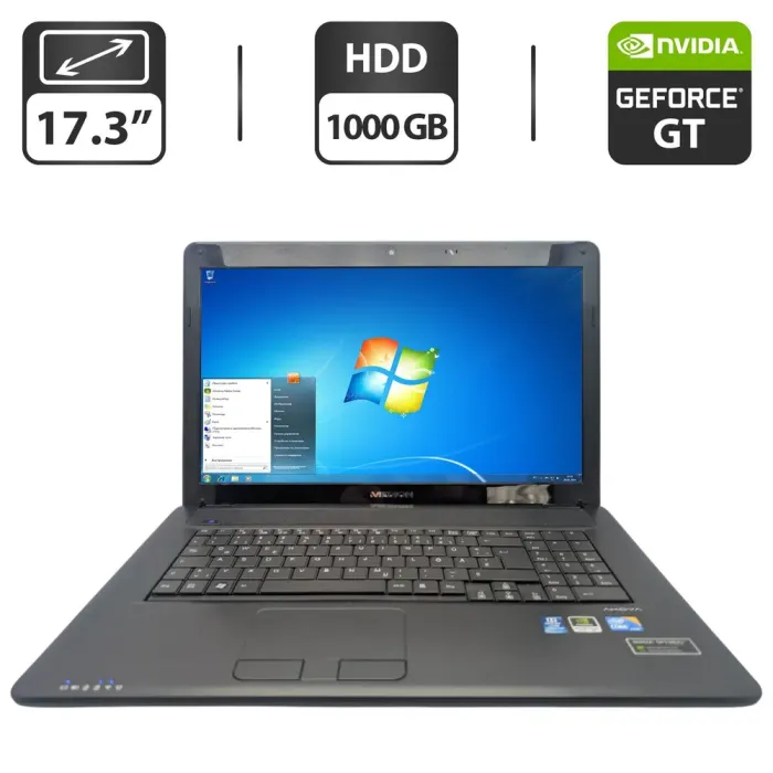 Ноутбук Medion Akoya P7618 / 17.3" (1600x900) TN / Intel Core i5-480M (2 (4) ядра по 2.66 - 2.93 GHz) / 6 GB DDR3 / 1000 GB HDD / nVidia GeForce GT 540M, 1 GB GDDR3, 128-bit / WebCam / DVD-ROM б/в - зображення 1