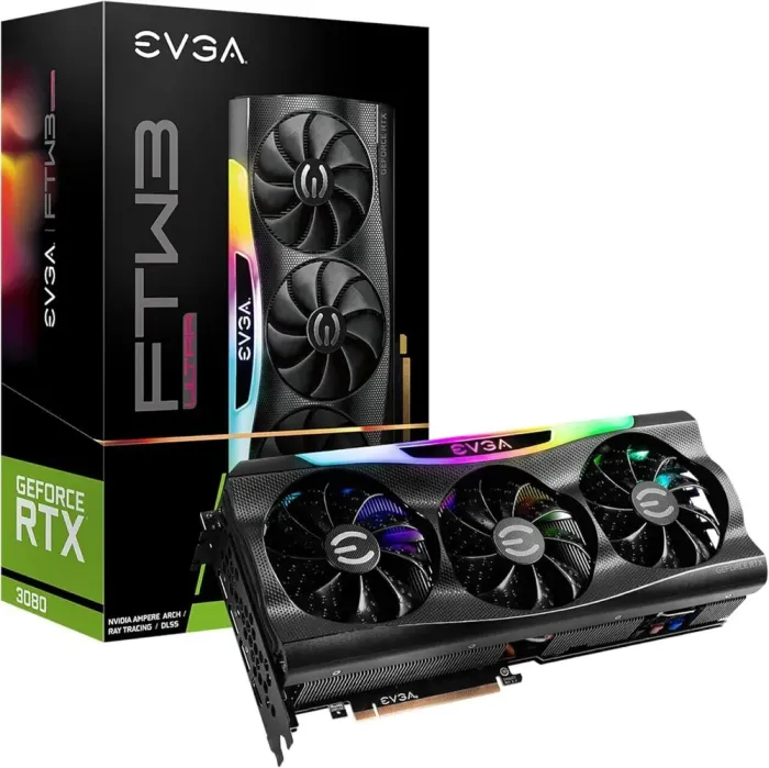 Дискретна відеокарта EVGA GeForce RTX 3080 FTW3 Ultra Gaming, 10 GB GDDR6X, 320-bit / 1x HDMI, 3x DisplayPort / (10G-P5-3897-KL) б/в - зображення 1