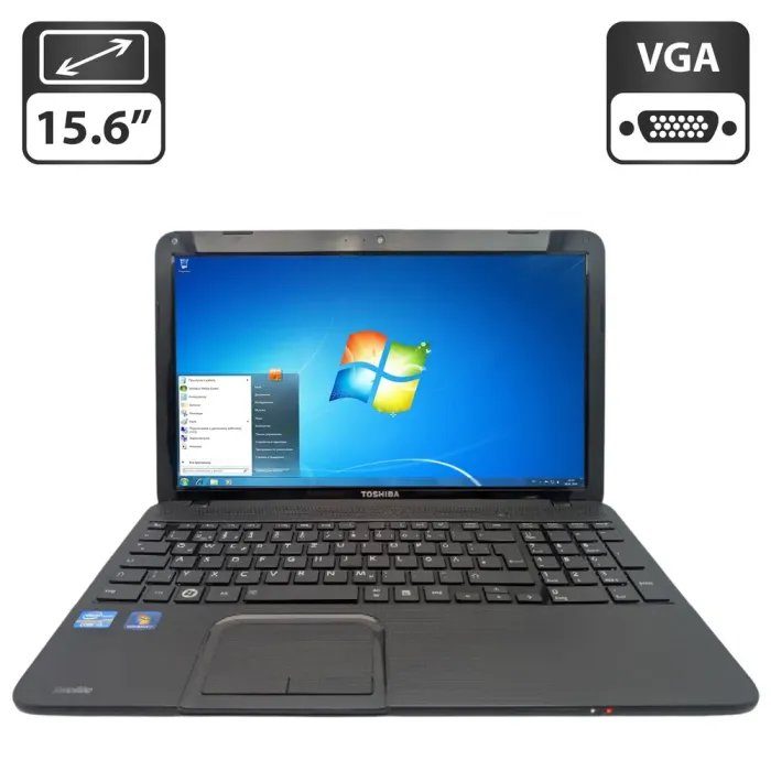 Ноутбук Toshiba Satellite C855 / 15.6" (1366x768) TN / Intel Core i3-2350M (2 (4) ядра по 2.3 GHz) / 6 GB DDR3 / 500 GB HDD / Intel HD Graphics 3000 / WebCam б/в - зображення 1