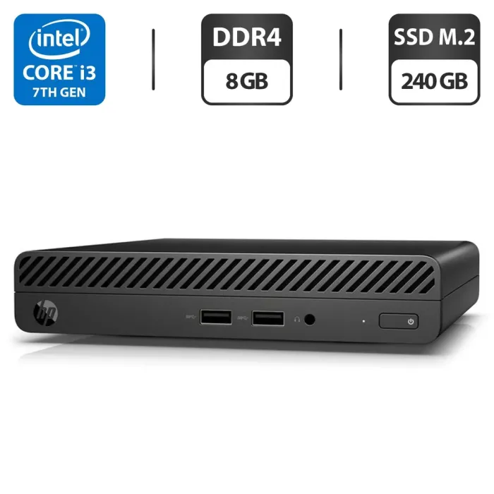 Неттоп HP 260 G3 Desktop Mini PC USFF / Intel Core i3-7130U (2 (4) ядра по 2,7 ГГц) / 8 ГБ DDR4 / 240 ГБ SSD M.2 / Intel HD Graphics 620 / Wi-Fi / Блок живлення б/в - зображення 1